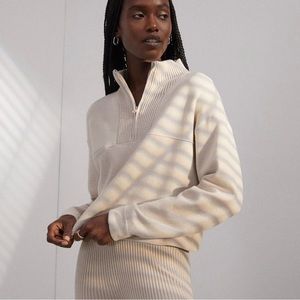 Lunya Cozy Cotton Silk Zip Pullover, Calm Tan